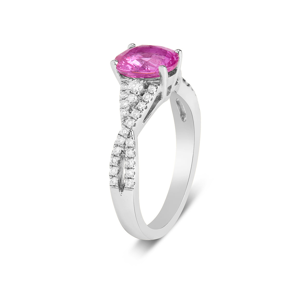 Pink Sapphire & Diamond Twist Ring