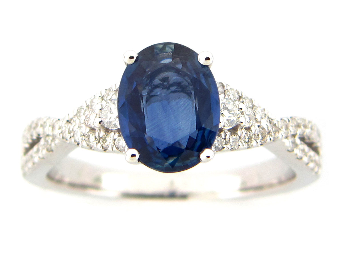SAPPHIRE & DIAMOND RING, 18KW (H)