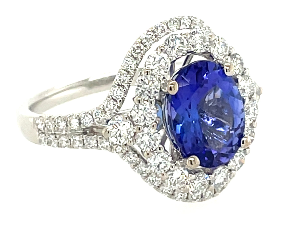 Tanzanite Oval Diamond Double Halo Ring