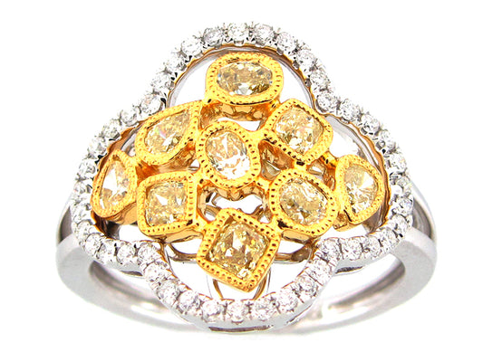 YELLOW & WHITE DIAMOND RING, 18KT (N)