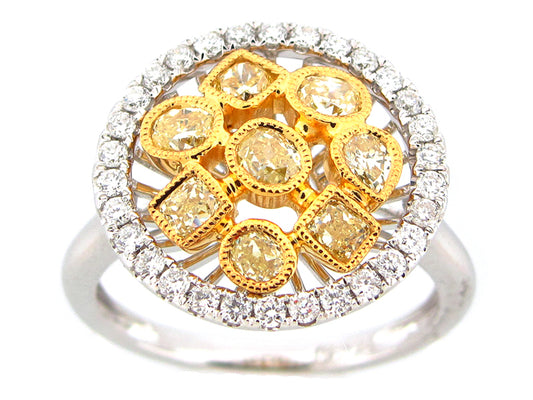 YELLOW & WHITE DIAMOND RING, 18KT (N)
