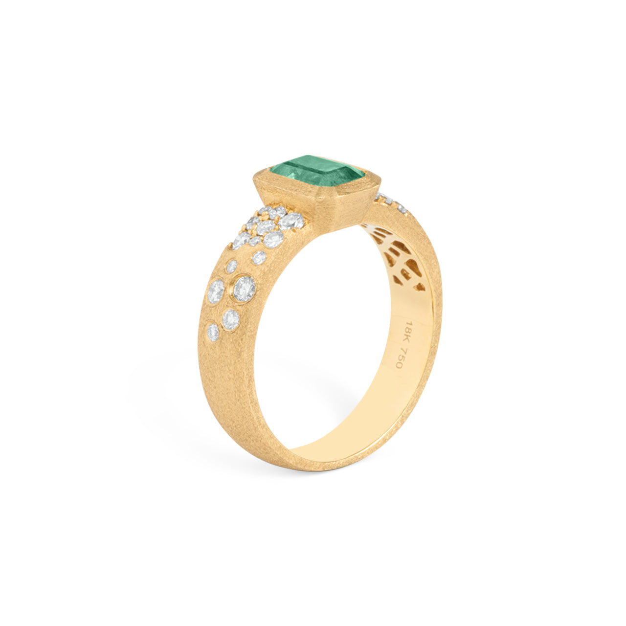 Emerald & Diamond Confetti Wide Ring