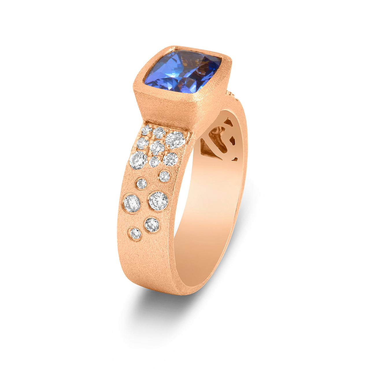 Tanzanite & Diamond Confetti East-West Wide Ring
