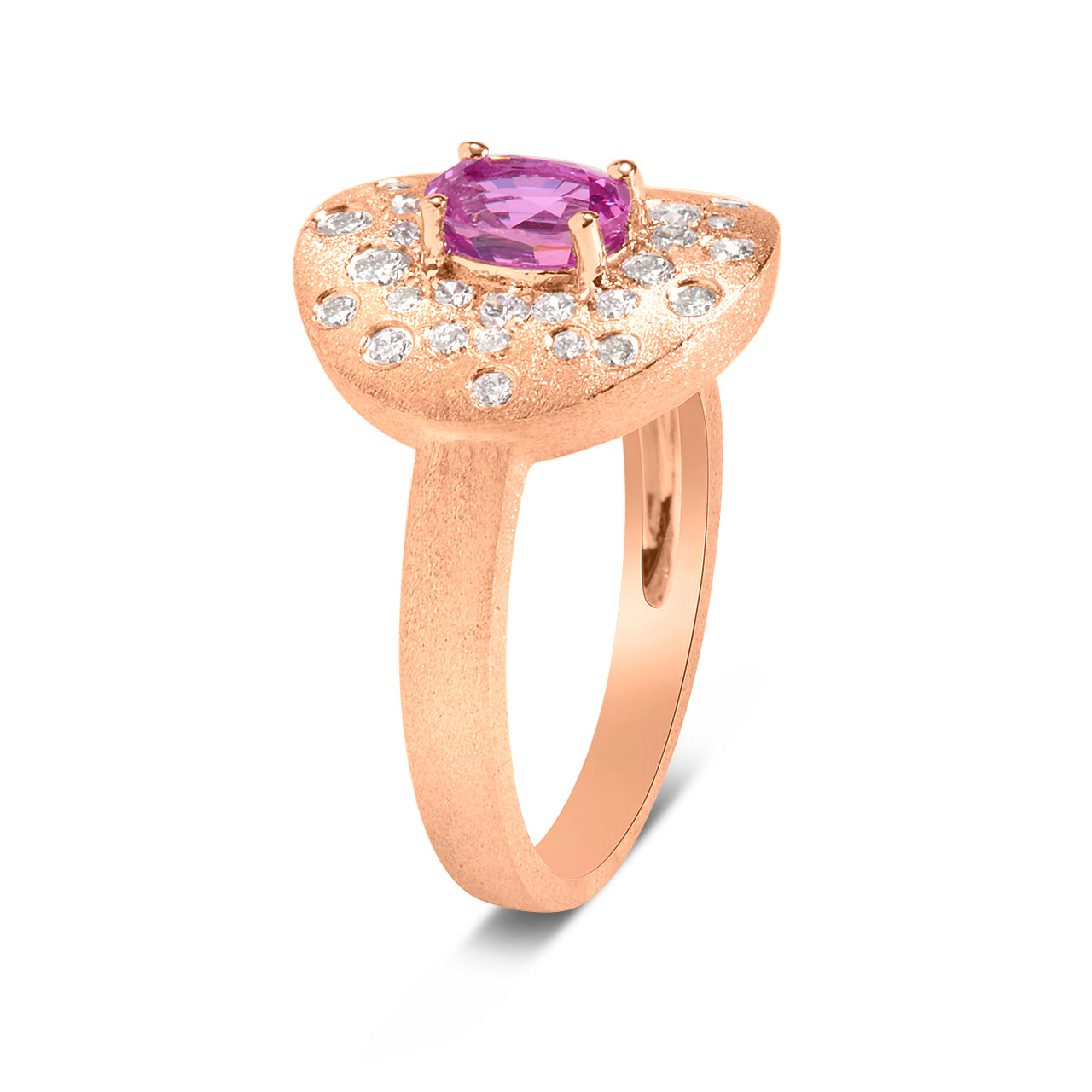 Pink Sapphire & Diamond Confetti Disc Ring