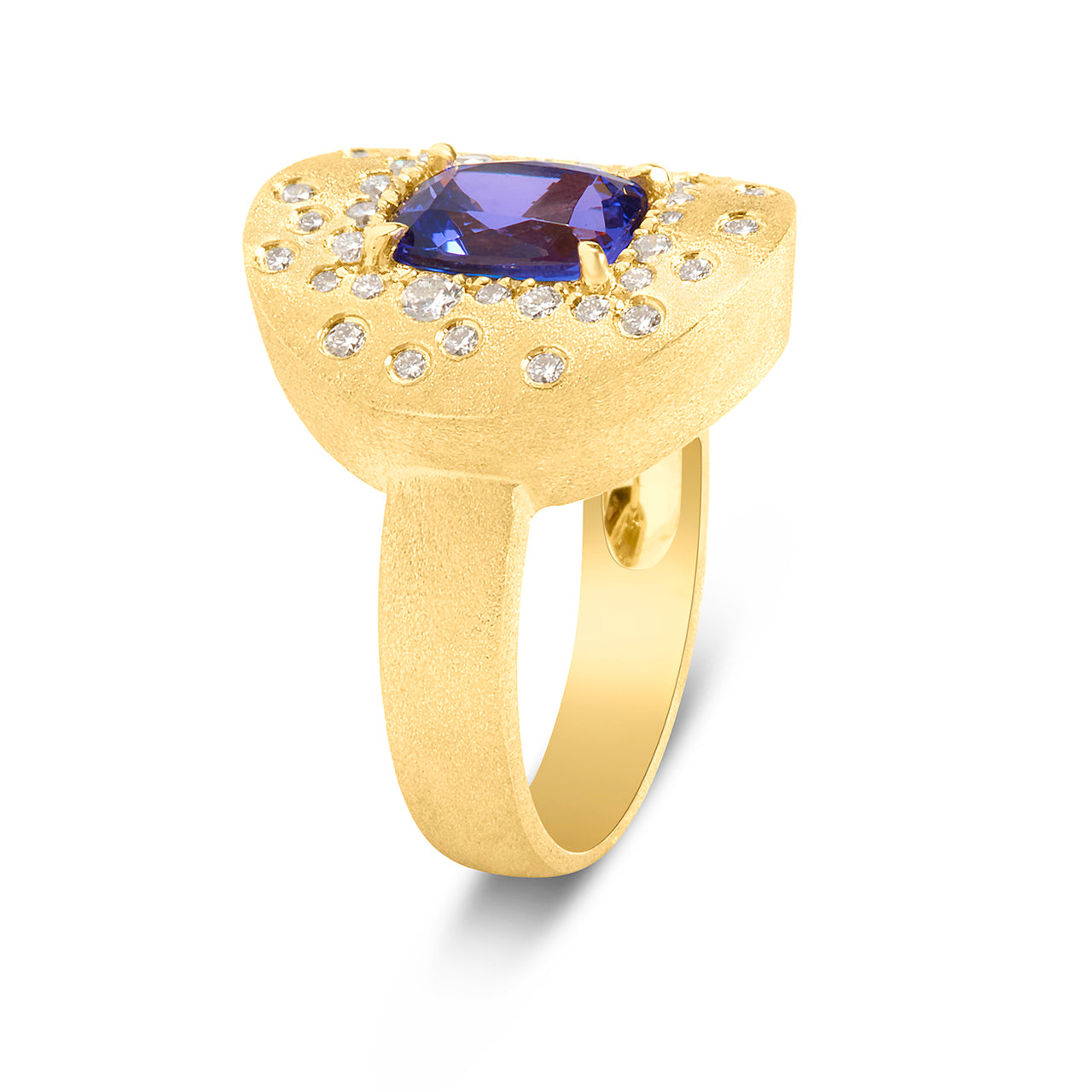 Tanzanite & Diamond Confetti Disc Ring