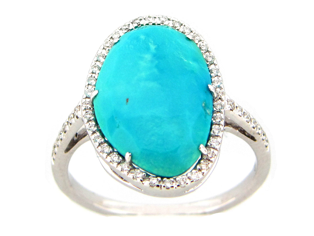 TURQUOISE & DIAMOND RING, 18KW (N)