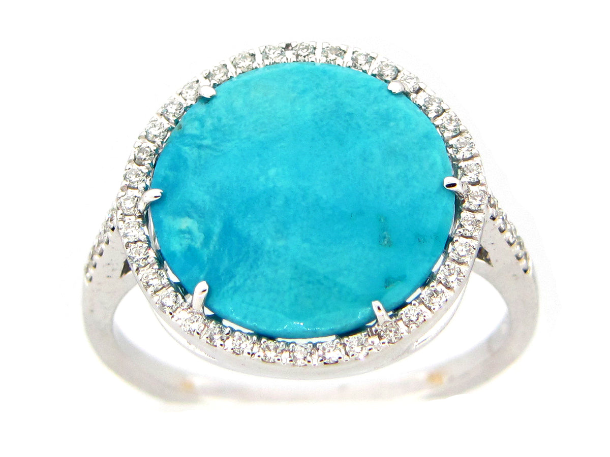 TURQUOISE & DIAMOND RING, 18KW (N)