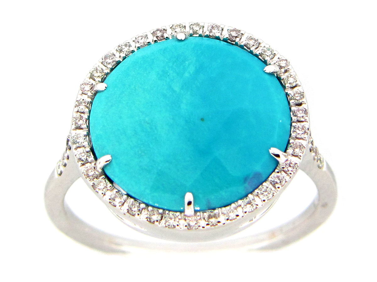 TURQUOISE & DIAMOND RING, 18KW (N)