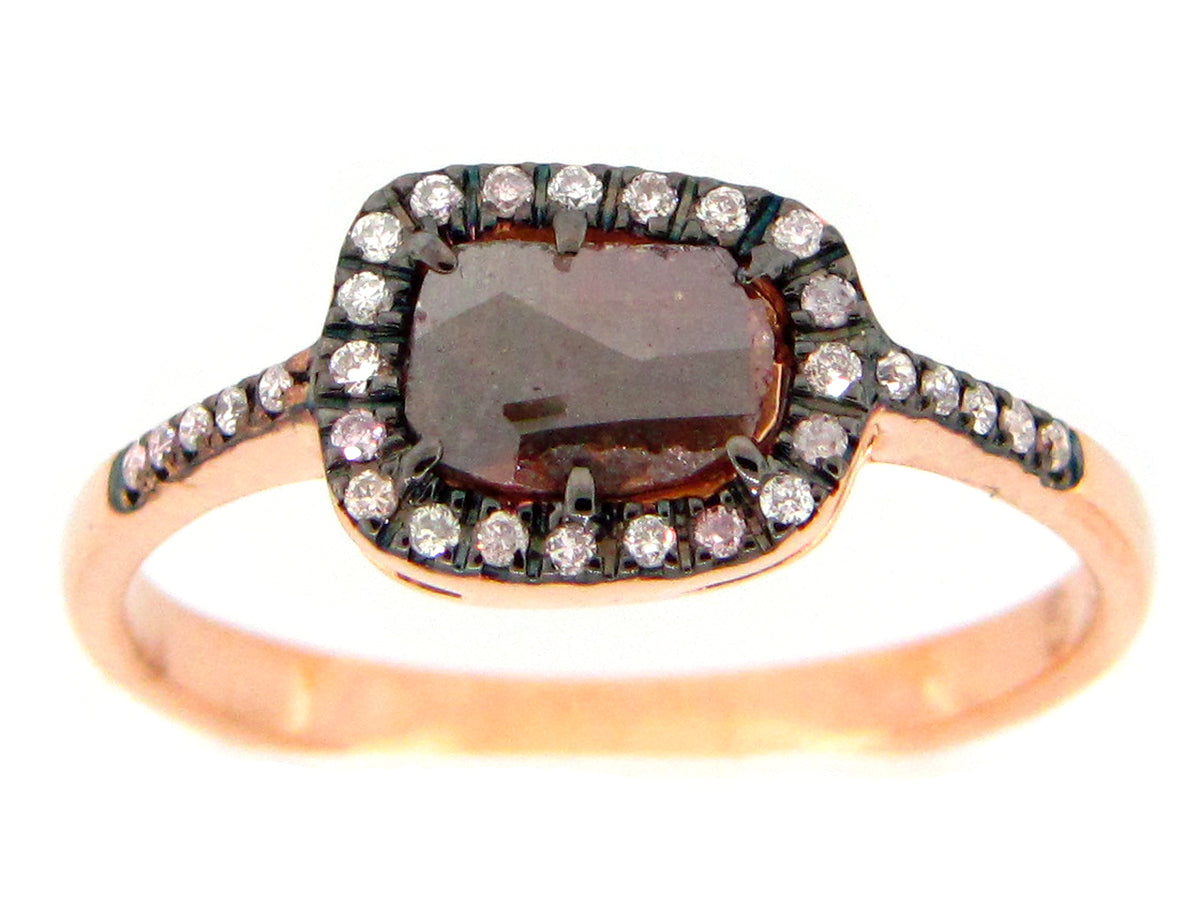 ROSE CUT SLICE BROWN DIAMOND RING, 18K (N)