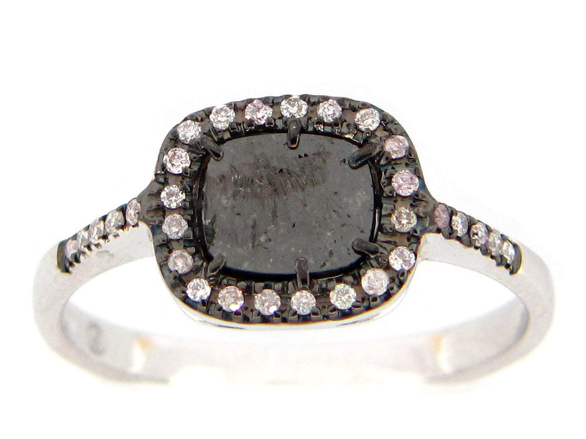 ROSE CUT SLICE BROWN DIAMOND RING, 18KW (N)