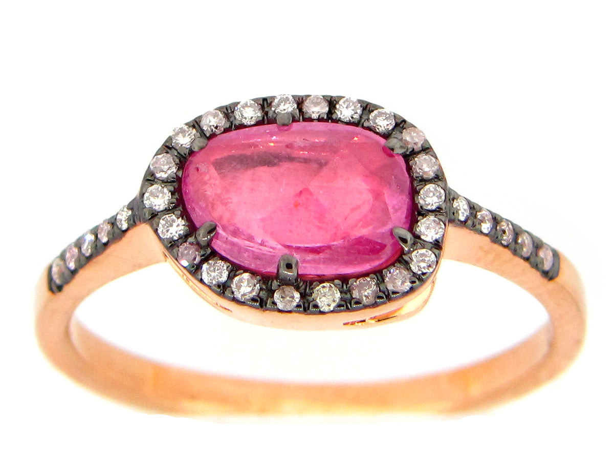 PINK SAPPHIRE & DIAMOND RING, 18KR (H)
