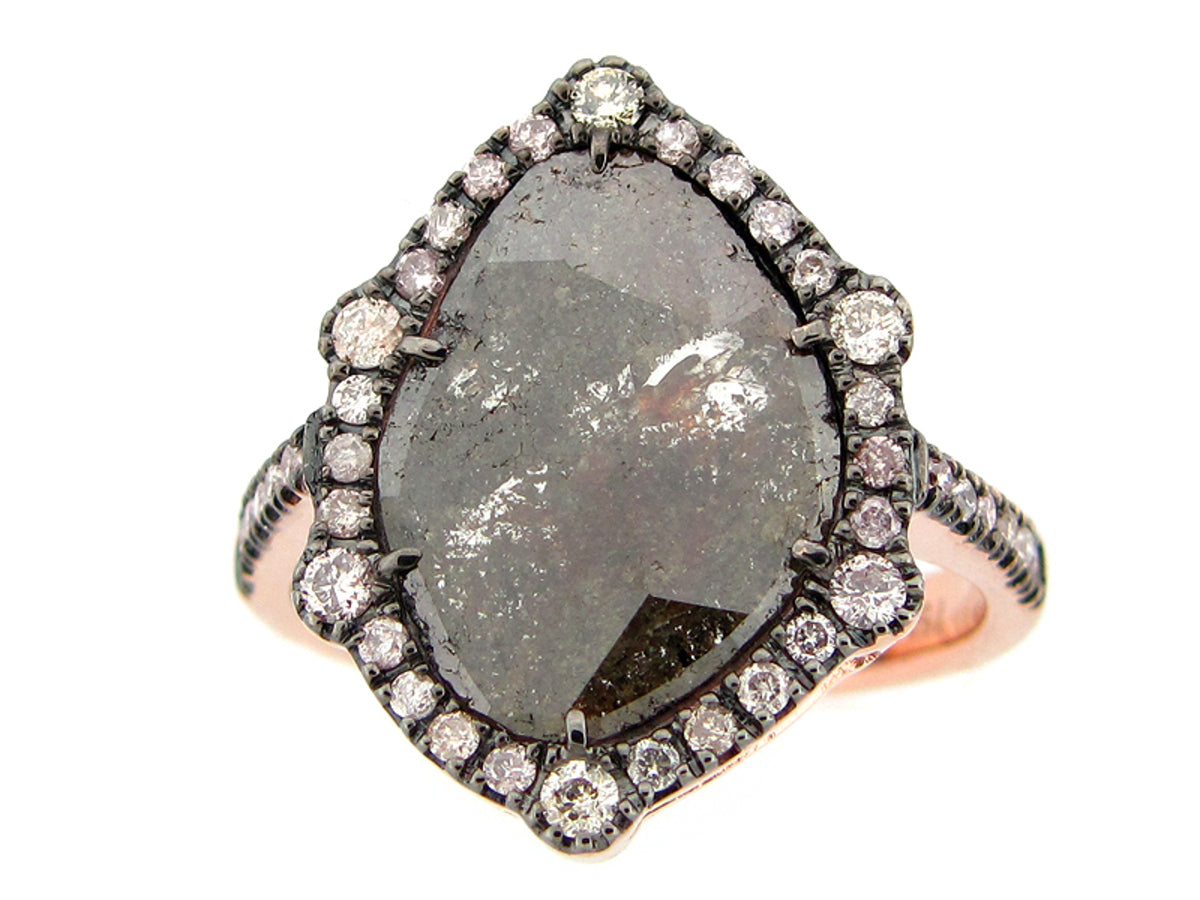 ROSE CUT SLICE BROWN DIAMOND RING, 18KR (N)