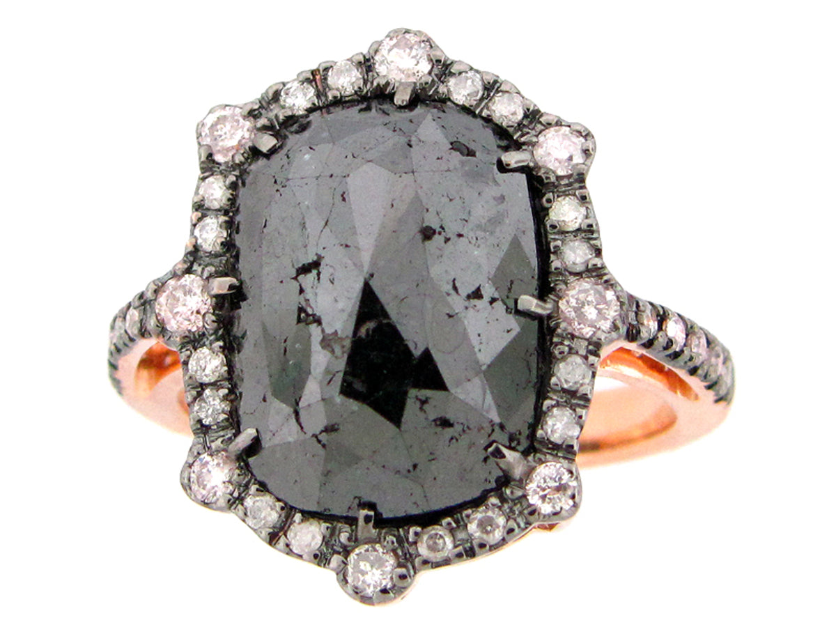 ROSE CUT SLICE BROWN DIAMOND RING, 18KR (N)