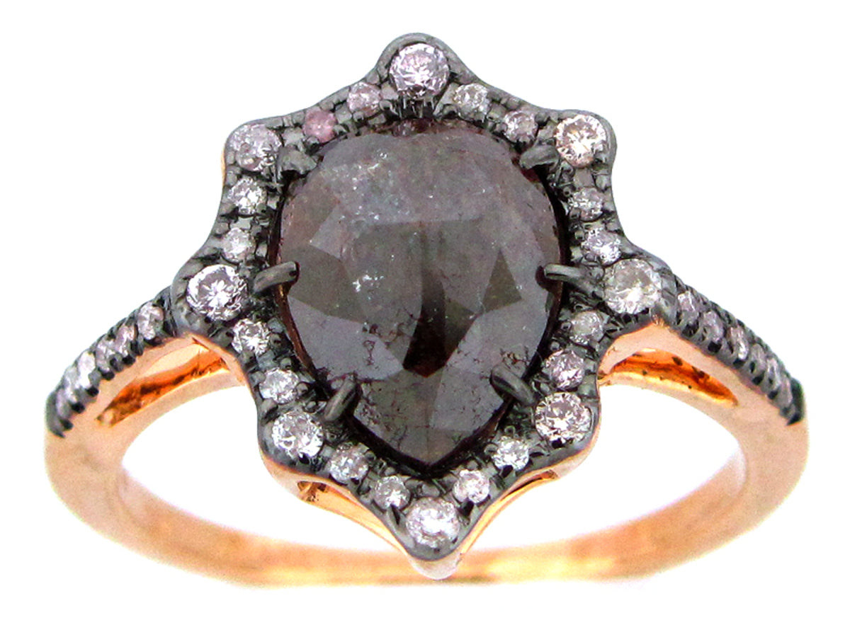 ROSE CUT SLICE BROWN DIAMOND RING, 18KR (N)