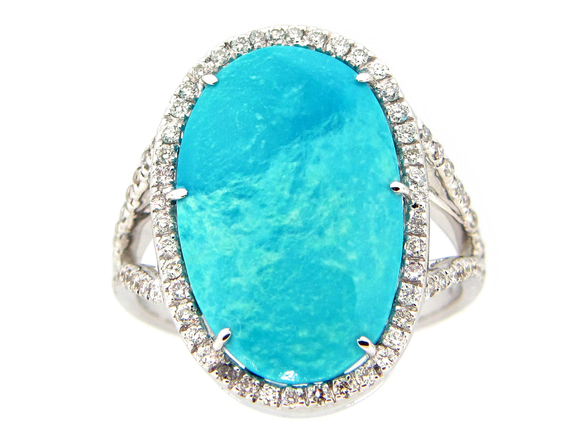 TURQUOISE & DIAMOND RING, 18KW (N)