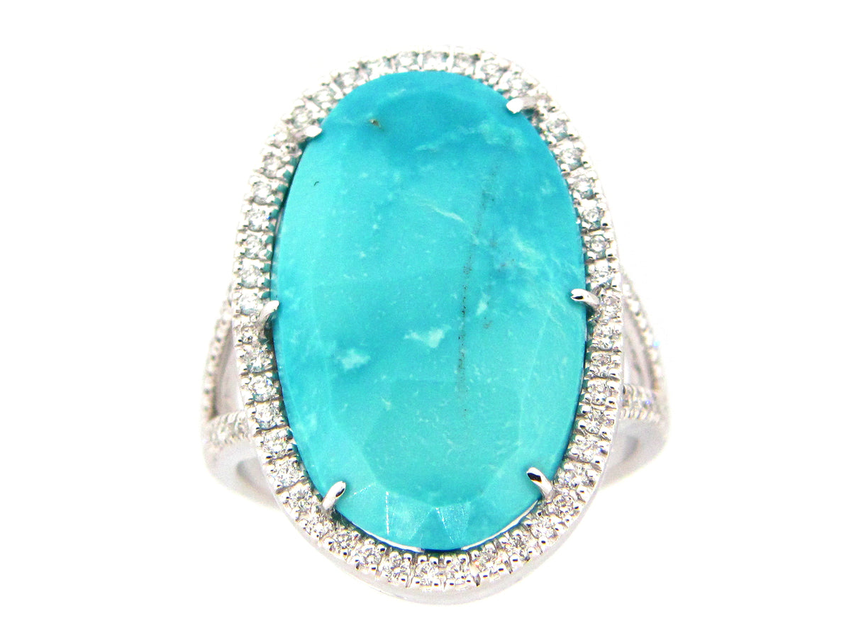 TURQUOISE & DIAMOND RING, 18KW (N)