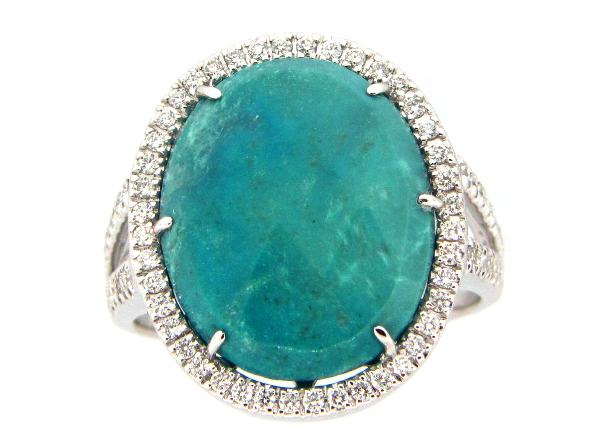 TURQUOISE & DIAMOND RING, 18KW (N)