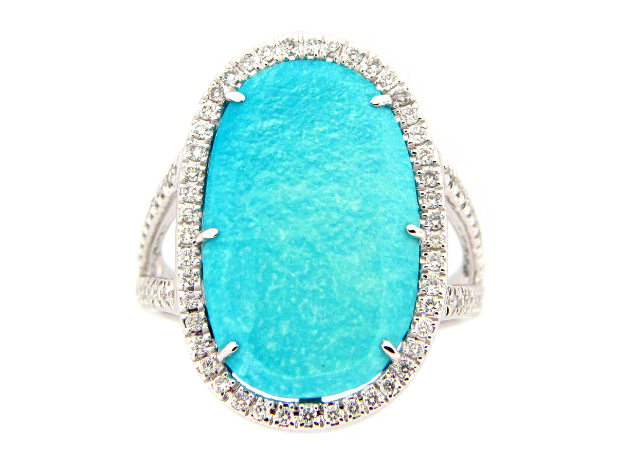 TURQUOISE & DIAMOND RING, 18KW (N)