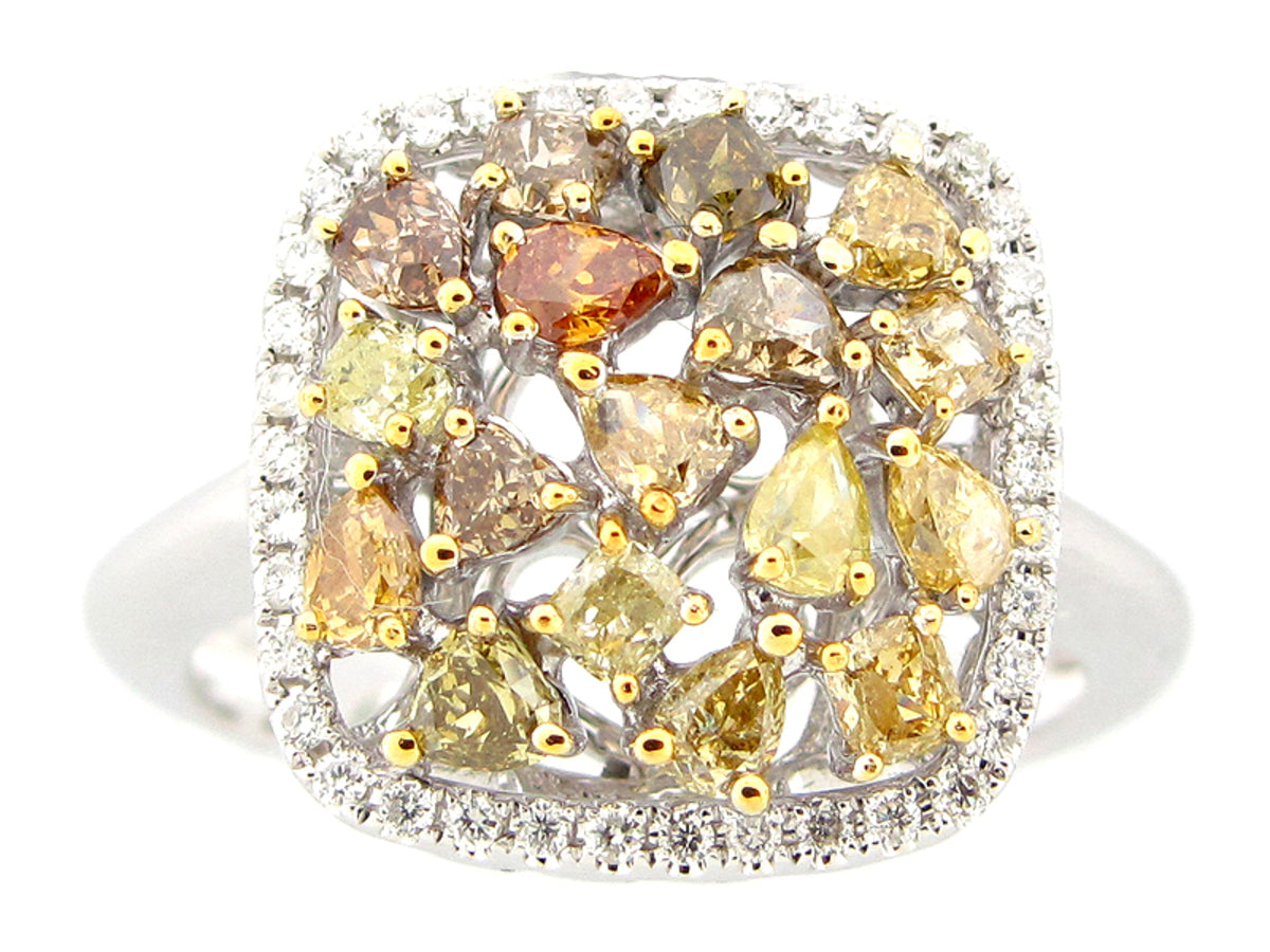 FANCY COLOR DIAMOND RING, 18KW (N)