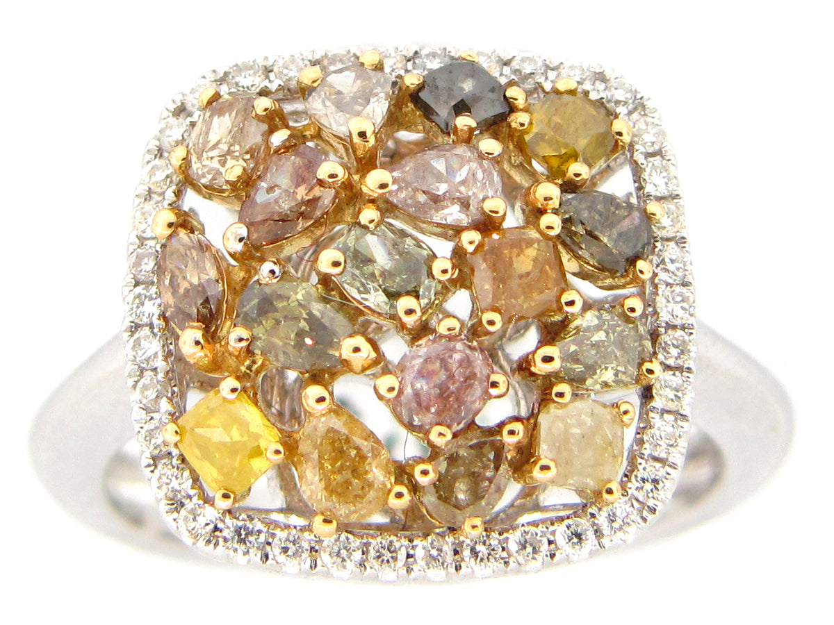 FANCY COLOR DIAMOND RING, 18KT (N)