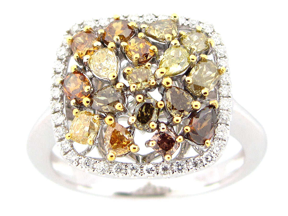 FANCY COLOR DIAMOND RING, 18KW (N)