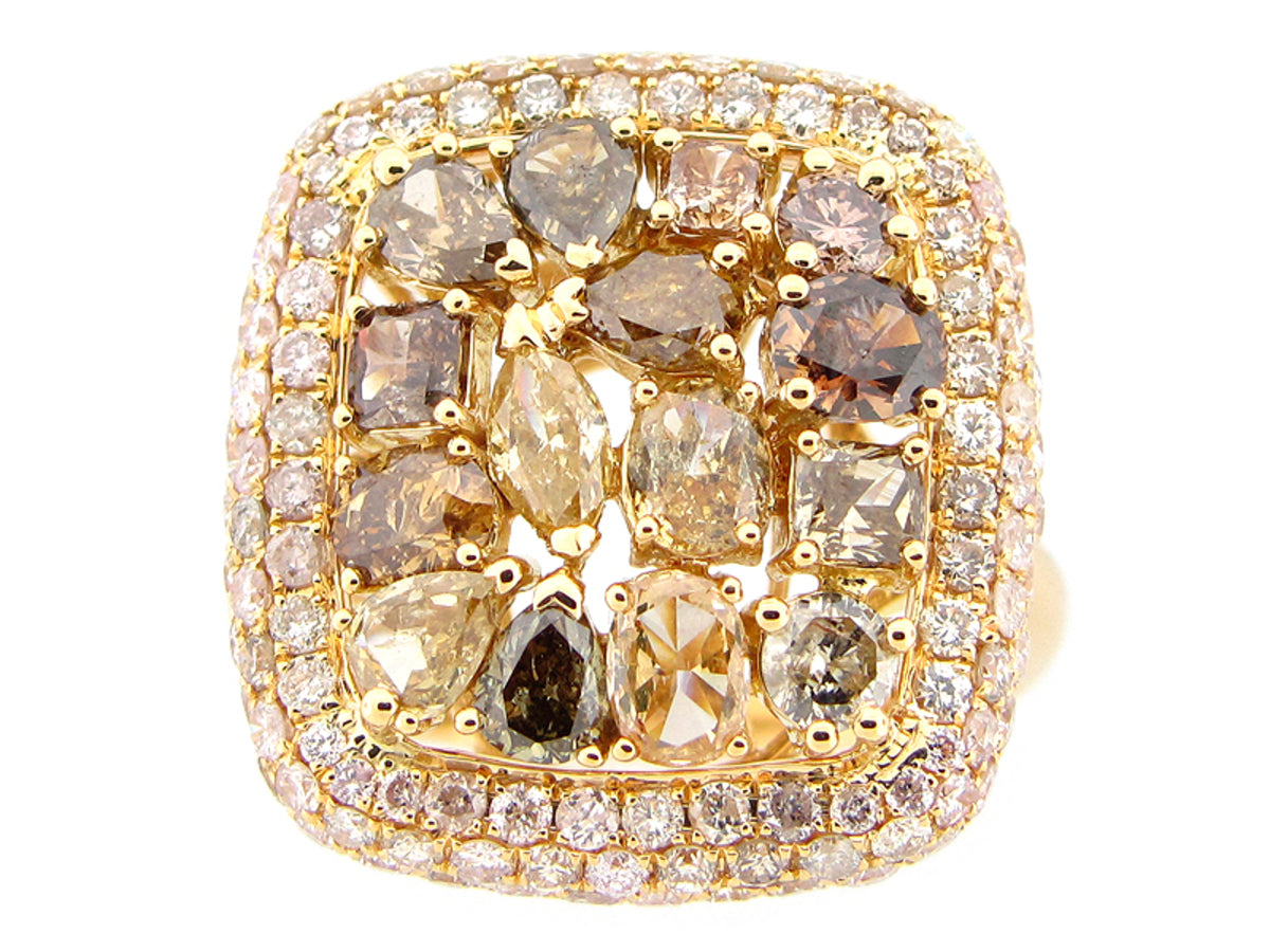FANCY COLOR DIAMOND RING, 18KY (N)