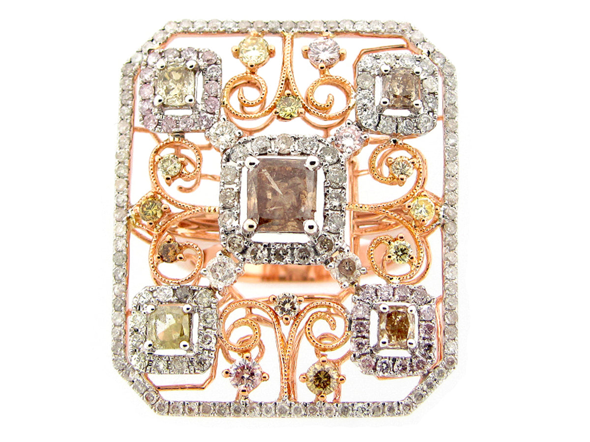 FANCY COLOR DIAMOND RING, 18KR (N)