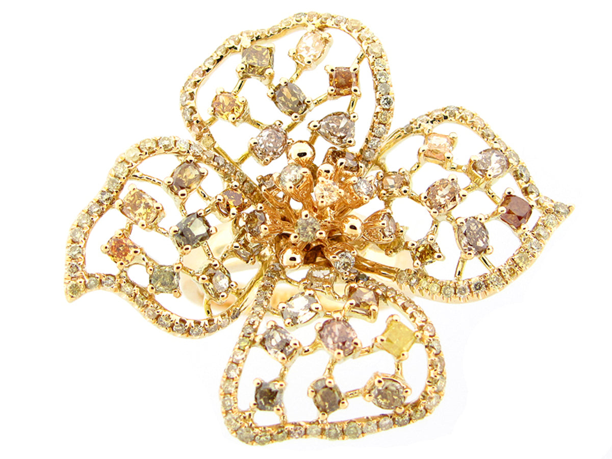 FANCY COLOR DIAMOND RING, 18KY (N)