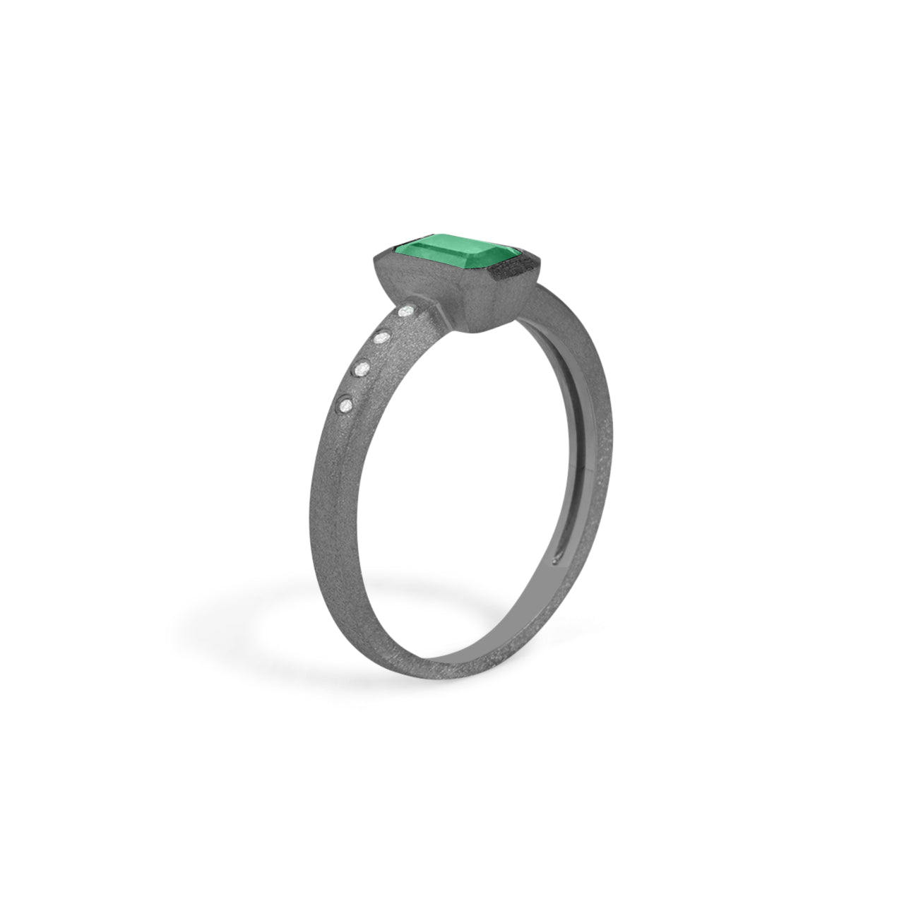 Emerald & Diamond Bezel Ring