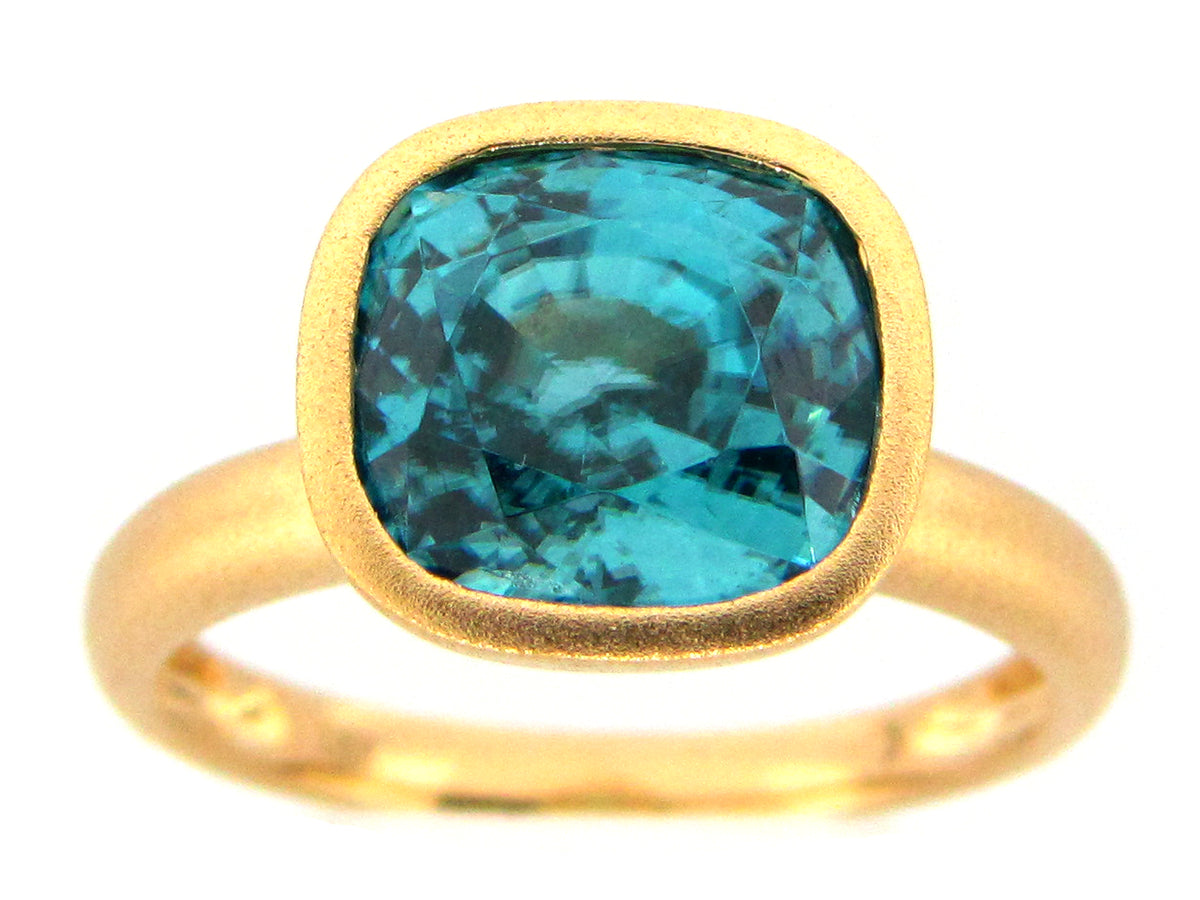 BLUE ZIRCON RING, 18KY (H)