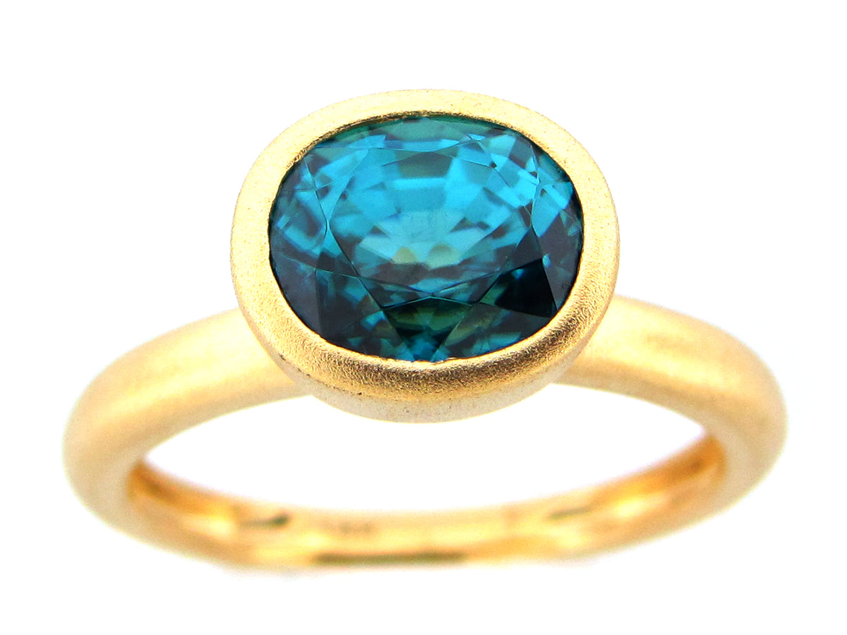BLUE ZIRCON RING, 18KY (H)