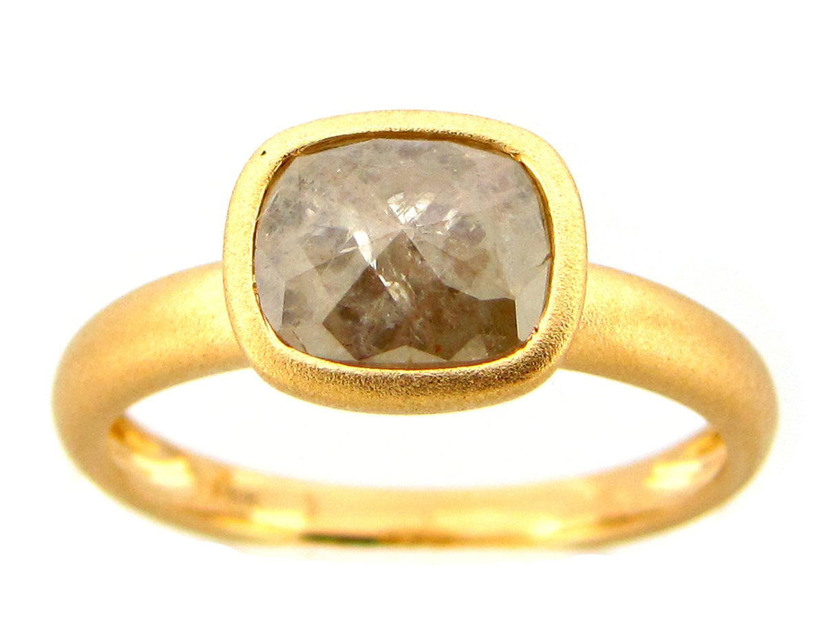 ROSE CUT DIAMOND RING, 18KY (N)