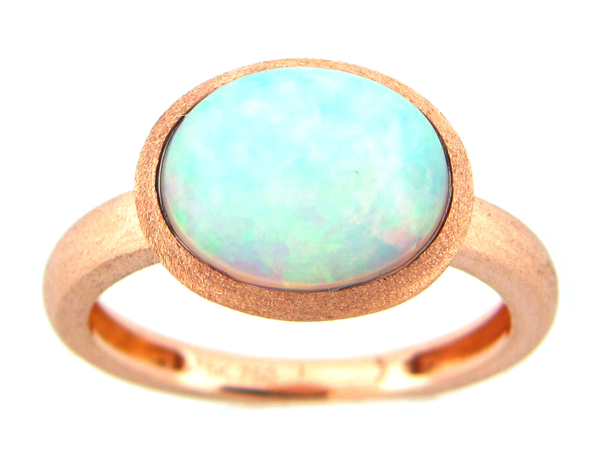 OPAL BEZEL RING, SATIN FINISH, 18KR (O)