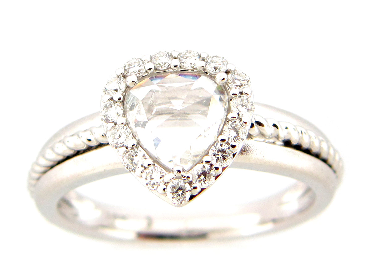 ROSE CUT DIAMOND RING, 18KW (N)