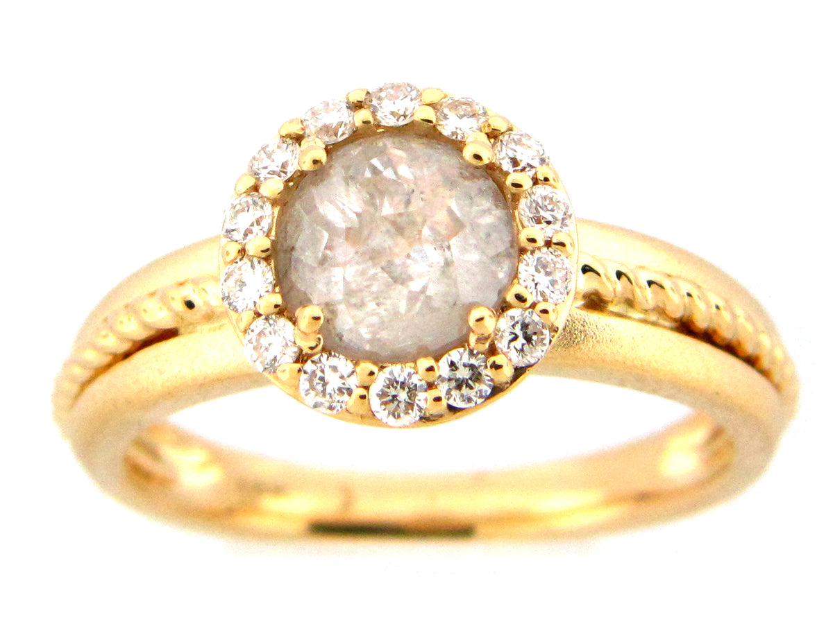ROSE CUT DIAMOND RING, 18KY (N)