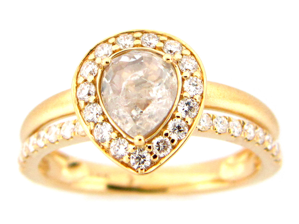ROSE CUT DIAMOND RING, 18KY (N)