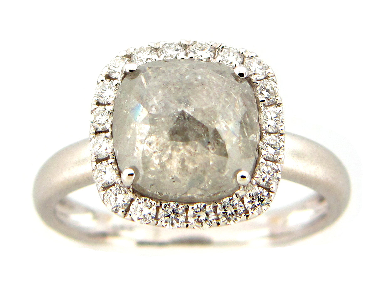 ROSE CUT DIAMOND RING, 18KW (N)