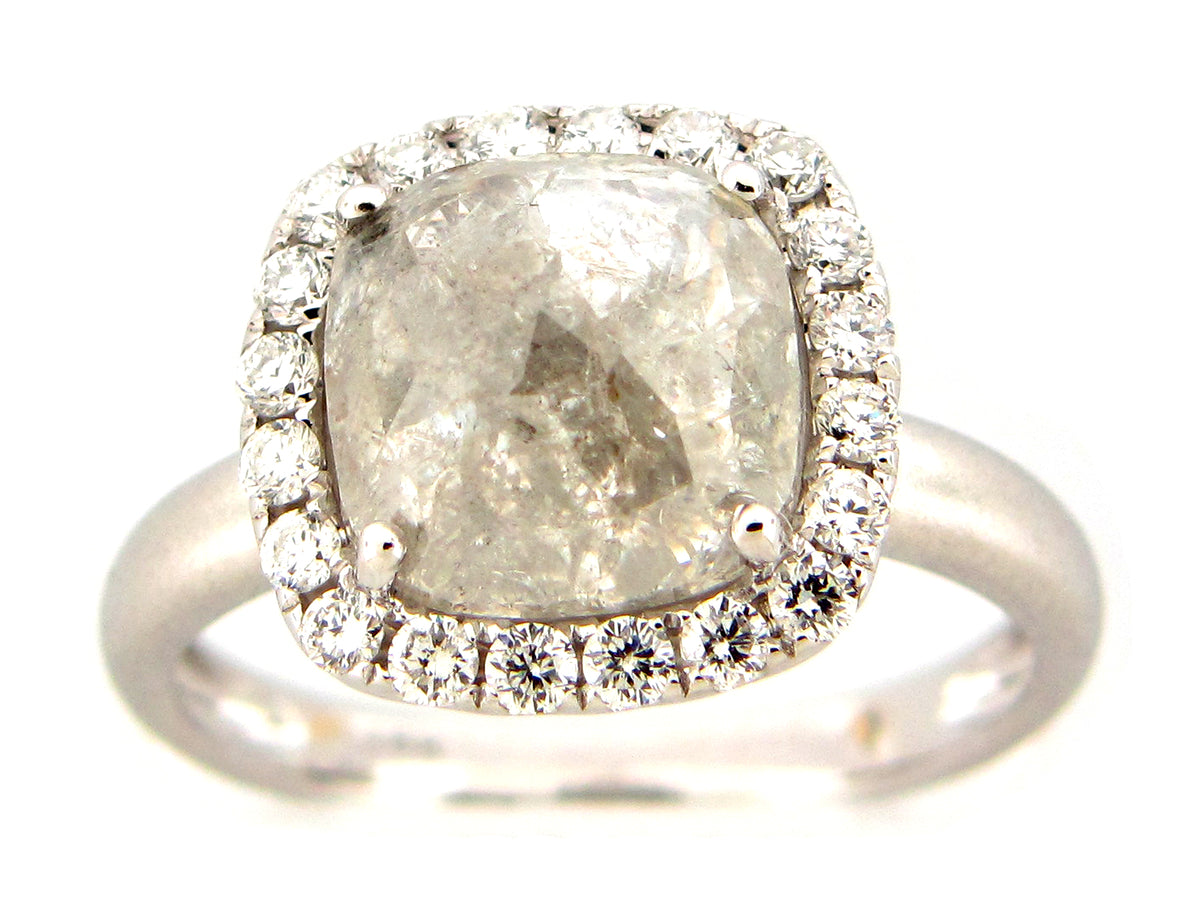 ROSE CUT DIAMOND RING, 18KW (N)