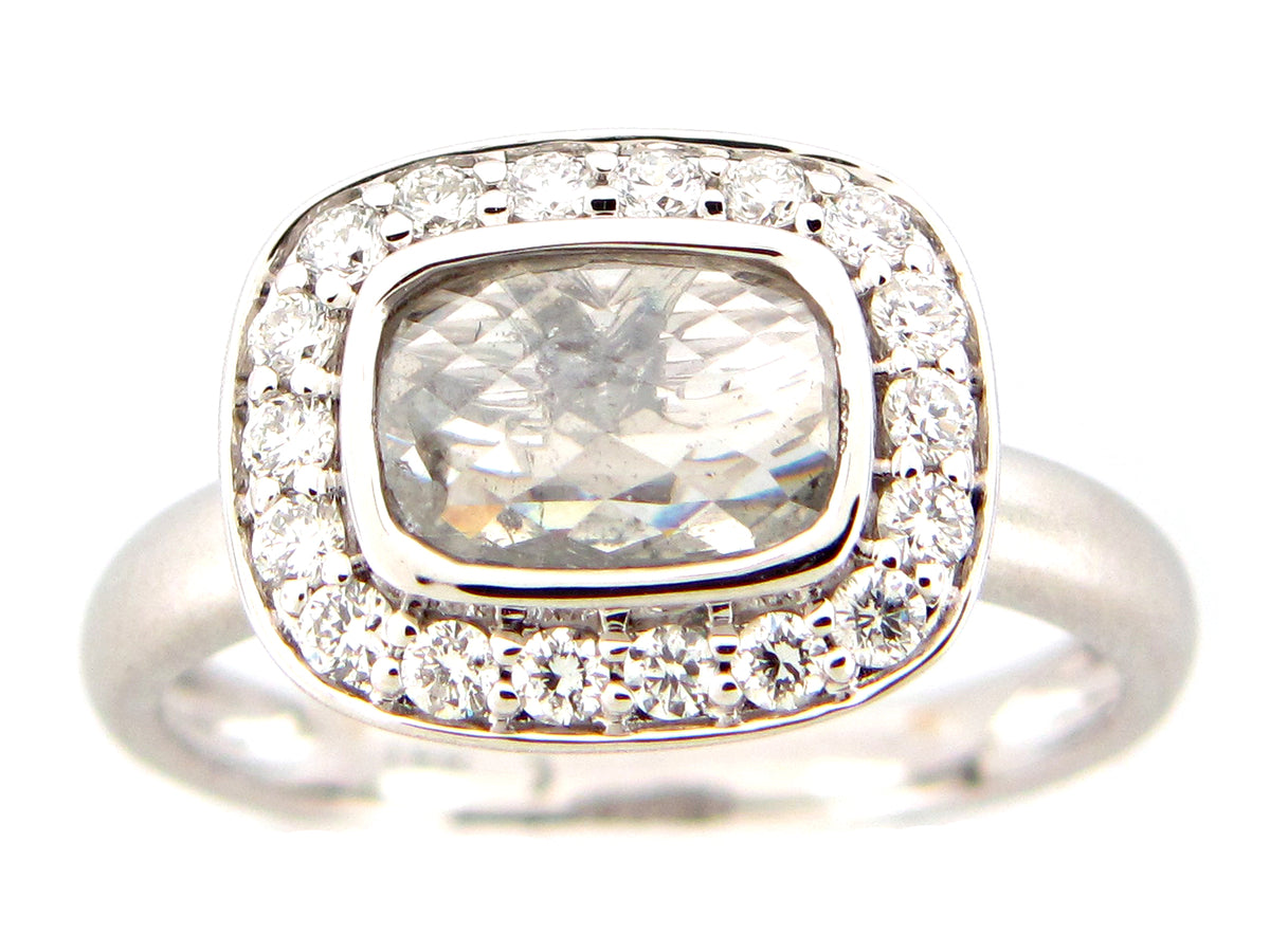 ROSE CUT DIAMOND RING, 18KW (N)