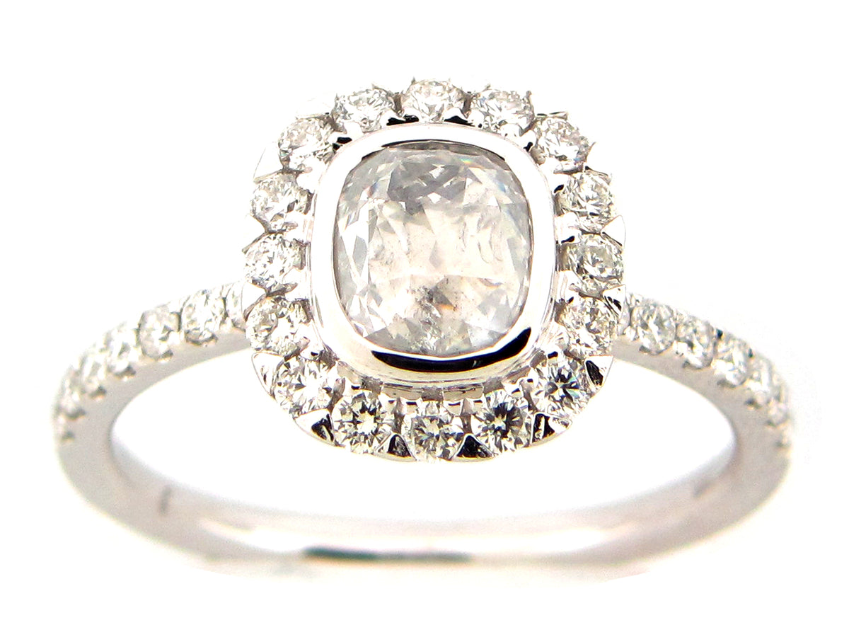 ROSE CUT DIAMOND RING, 18KW (N)