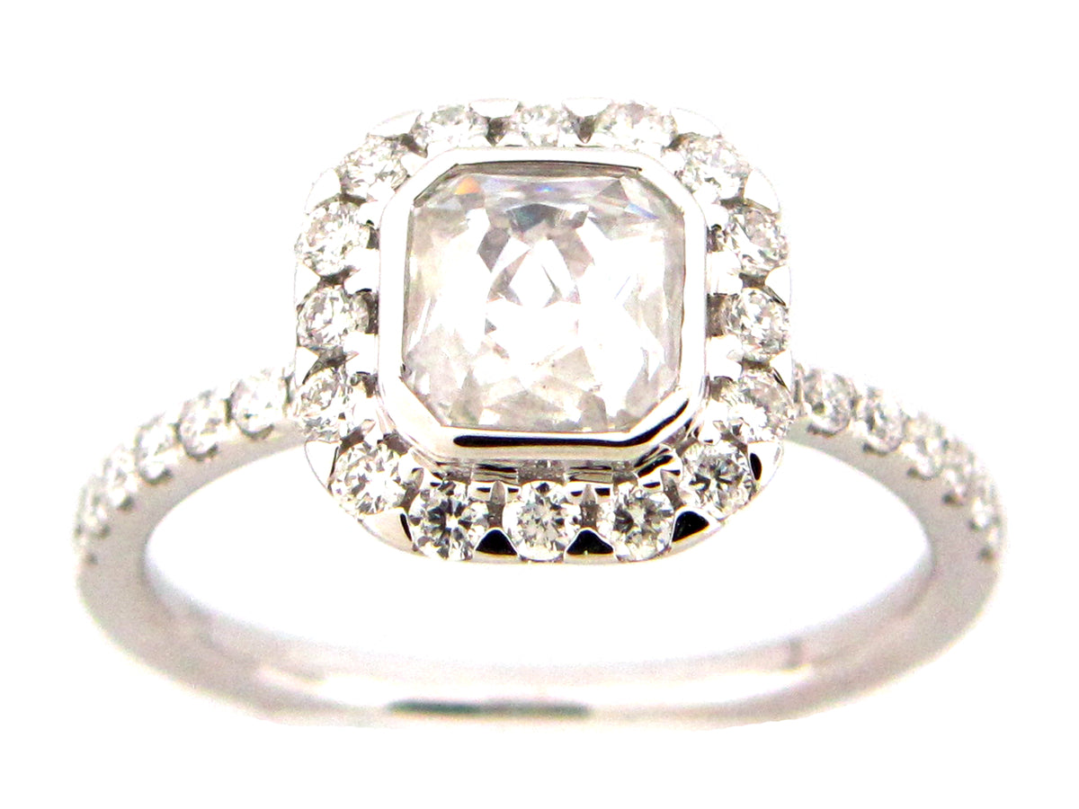 ROSE CUT DIAMOND RING, 18KW (N)