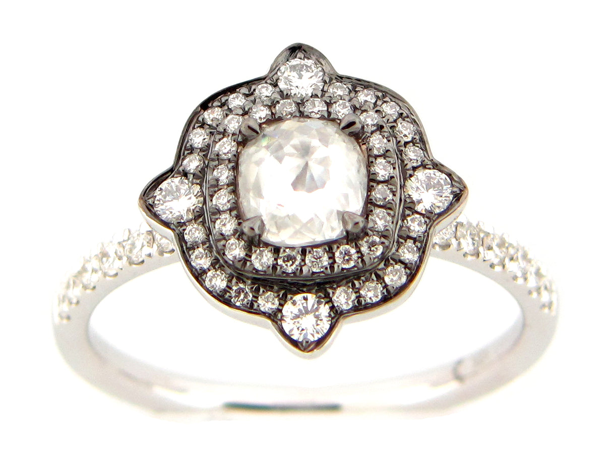 ROSE CUT DIAMOND RING, 18KW (N)