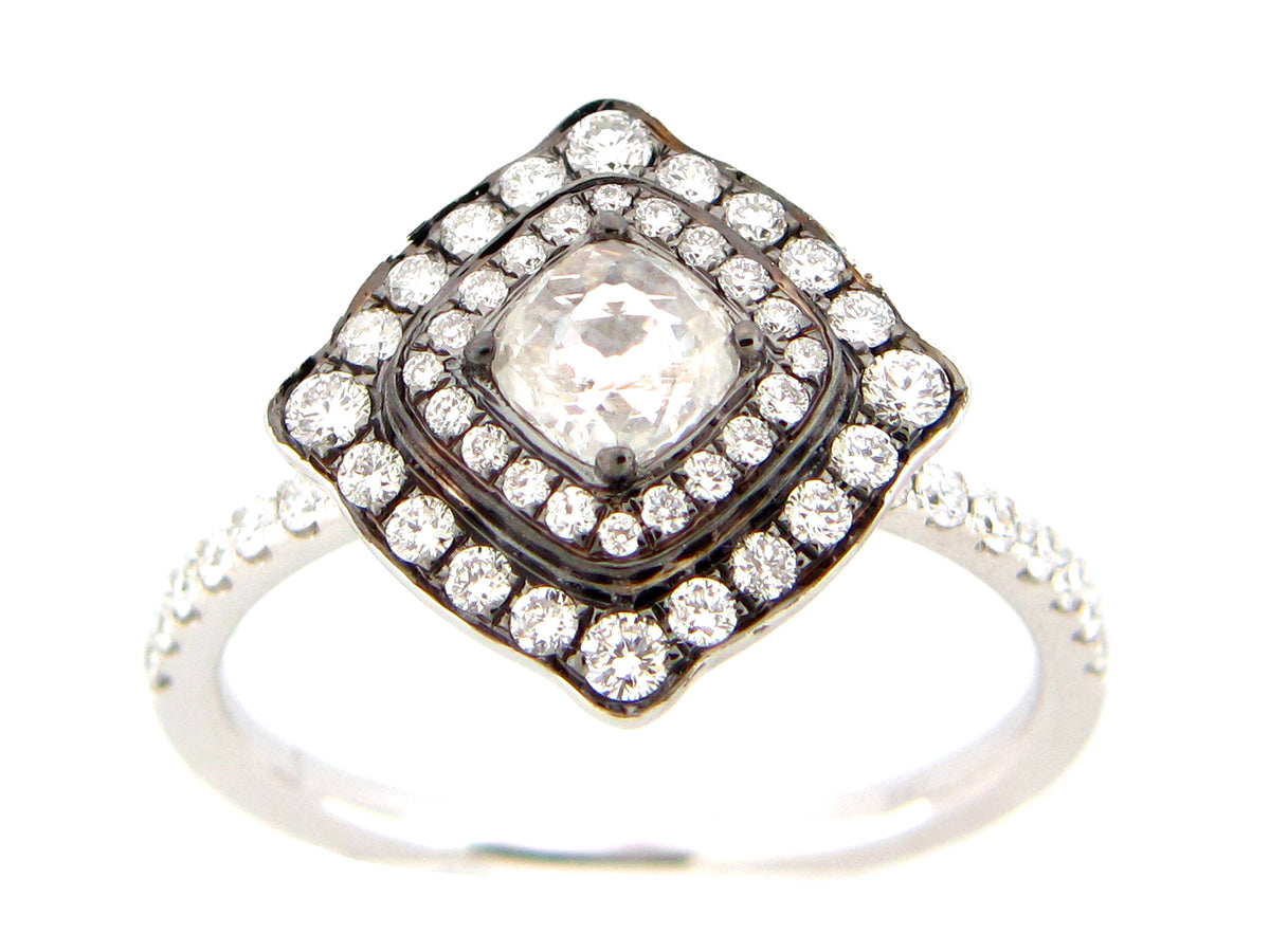 ROSE CUT DIAMOND RING, 18KW (N)