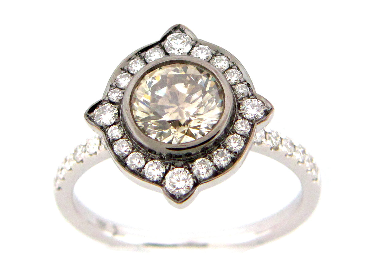 GRAY DIAMOND & DIAMOND RING, 18KW (N)