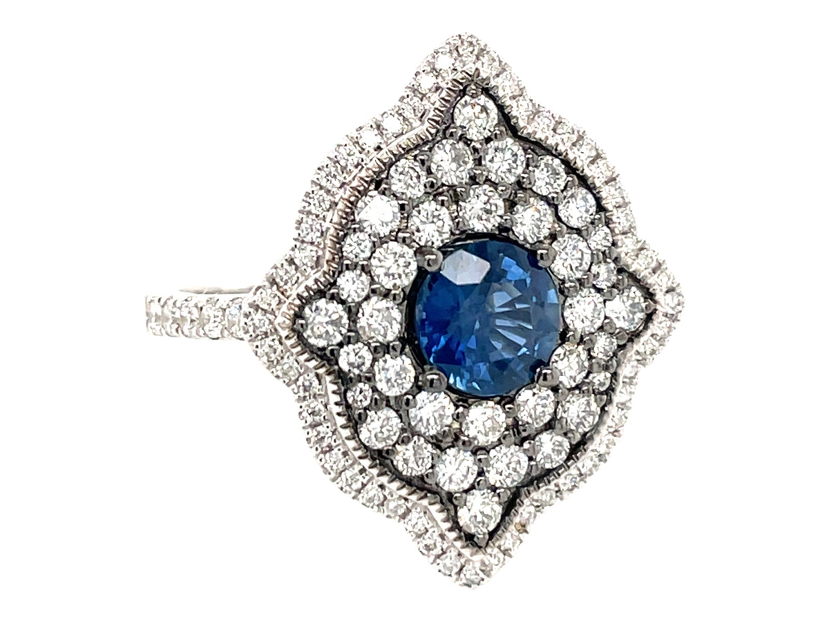 SAPPHIRE & DIAMOND RING, 18KW (H)