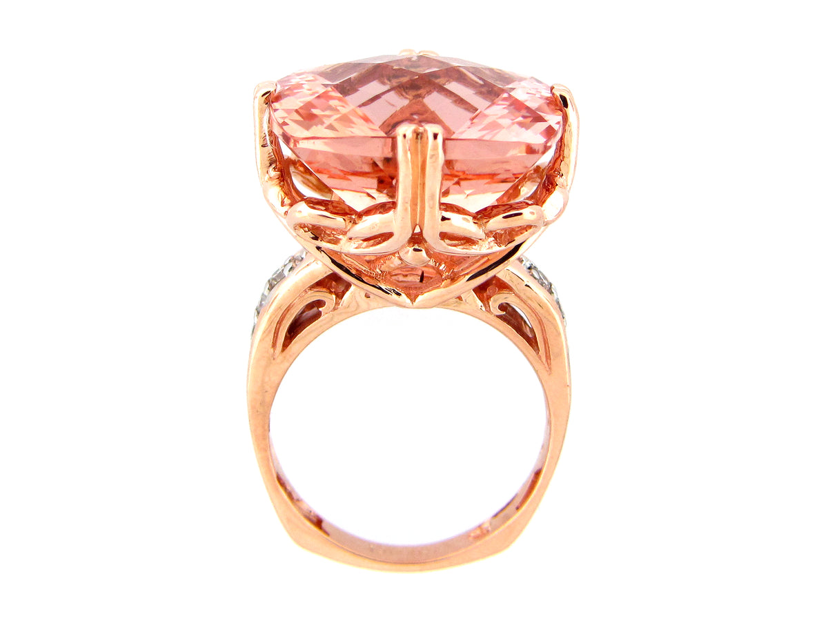 MORGANITE & DIAMOND RING, 14KR (R)