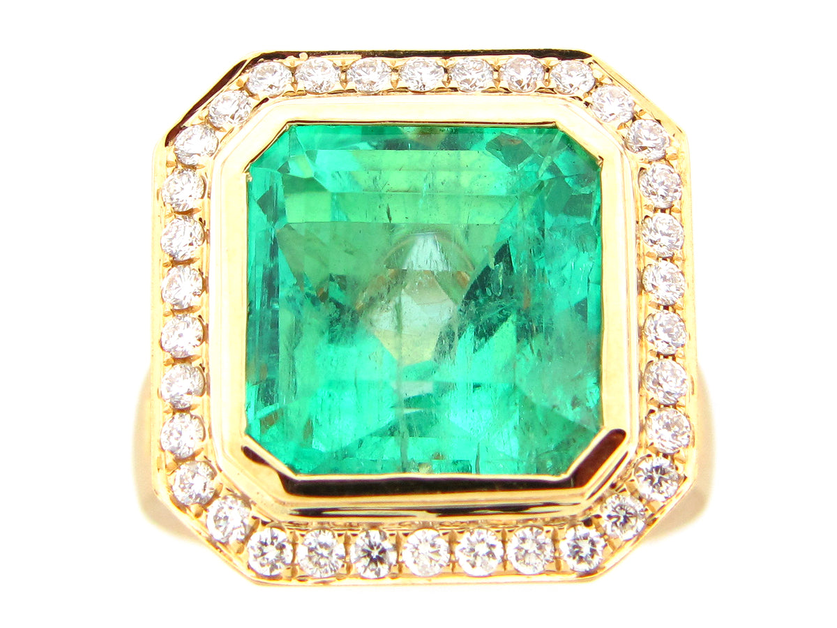 EMERALD & DIAMOND RING, 18KY (O), GIA CERT #2183843857