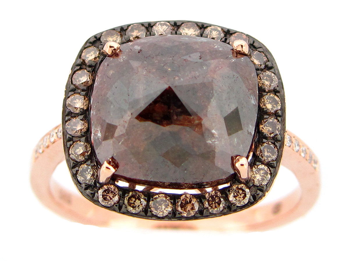 ROSE ROUGH CUT BROWN & WHITE DIAMOND RING
