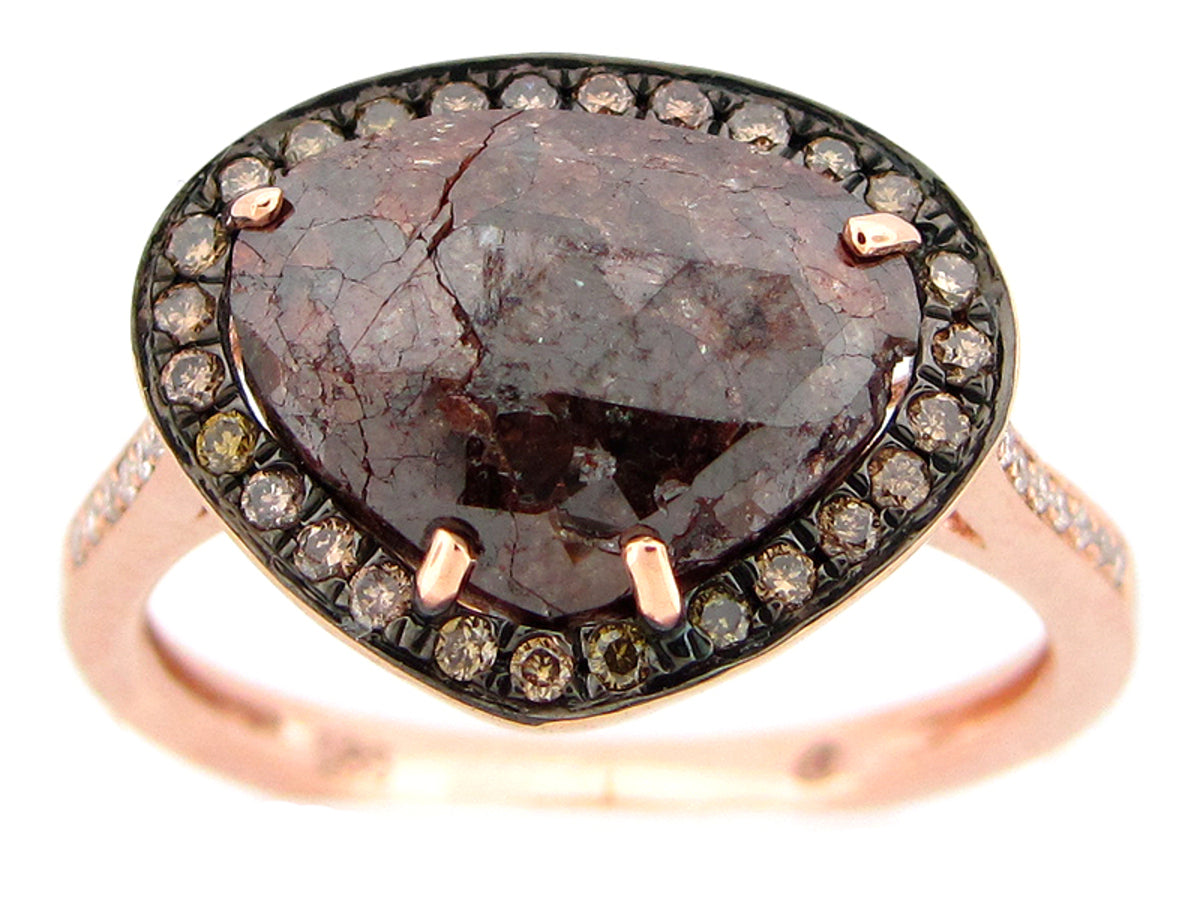 ROSE ROUGH CUT FANCY COLOR DIAMOND RING, 14KR (N)