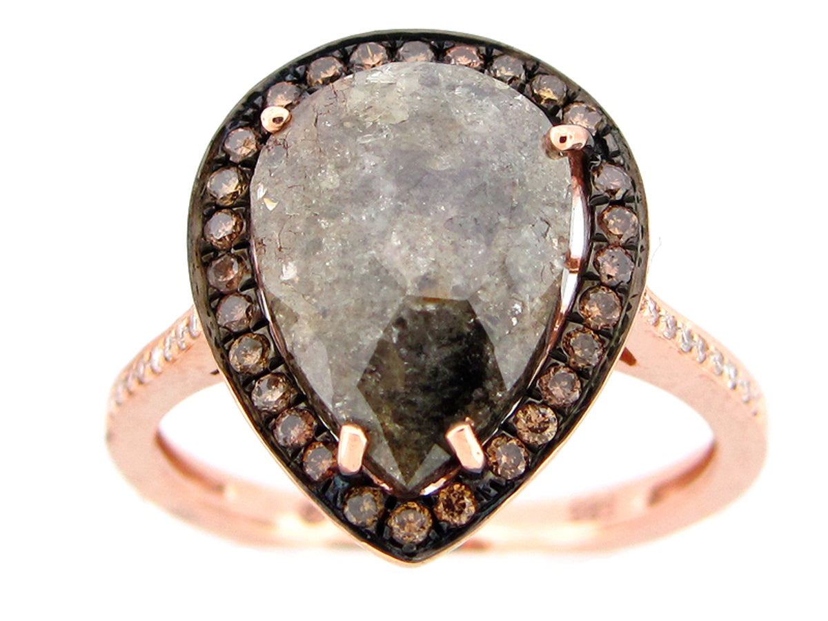 ROSE ROUGH CUT FANCY COLOR DIAMOND RING, 14KR (N)
